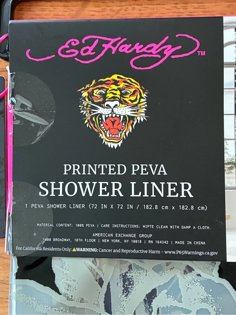 Ed Hardy Black & Gray Skulls Printed Shower Curtain / Liner